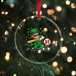 67 St Patricks Day Crystal Glass Ornament Funny Six Seven Leprechaun Playing Baseball Meme TS14 Print Your Wear
