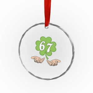 67 St Patricks Day Crystal Glass Ornament Six Seven Meme Shamrock Hand Gesture TS11 Print Your Wear