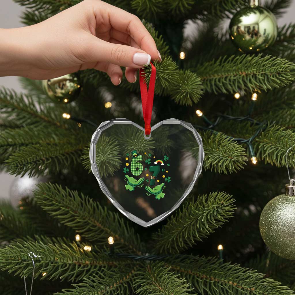 67 St Patricks Day Heart Crystal Glass Ornament Funny Six Seven Hands Meme TS14 Print Your Wear