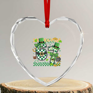 67 St Patricks Day Heart Crystal Glass Ornament Funny Six Seven Meme Lucky Shamrock TS11 Transparent Glass 3'' Heart Print Your Wear