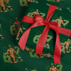 67 St Patricks Day Wrapping Paper Roll Funny Bigfoot Six Seven Shamrock Party Meme TS14 Green Print Your Wear