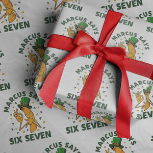 67 St Patricks Day Wrapping Paper Roll Funny Marcus The Worm Say Six Seven Meme TS14 White Print Your Wear