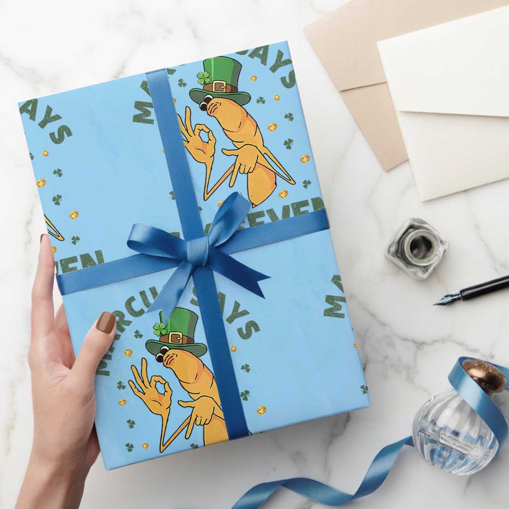 67 St Patricks Day Wrapping Paper Roll Funny Marcus The Worm Say Six Seven Meme TS14 Light Blue Print Your Wear