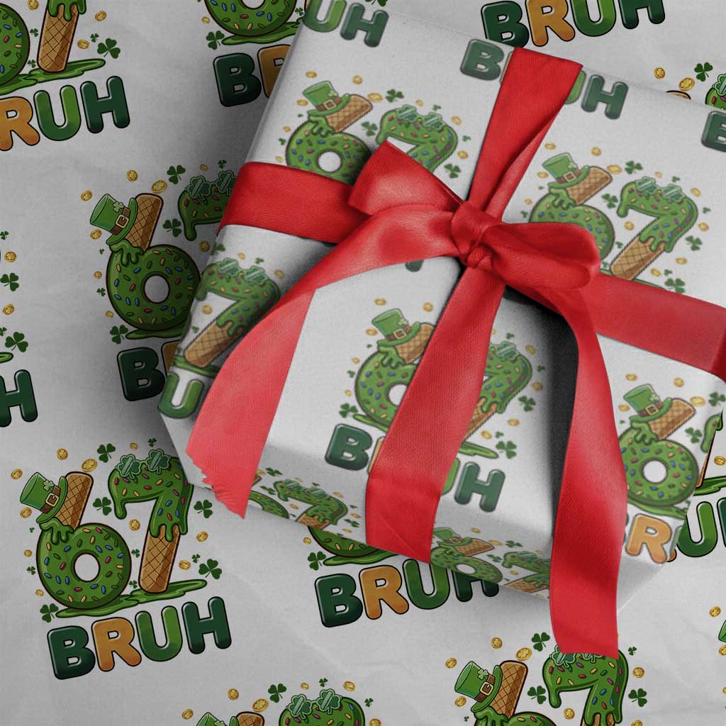 67 St Patricks Day Wrapping Paper Roll Funny Six Seven Bruh Meme TS14 White Print Your Wear