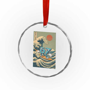 67 Surfing Japanese Crystal Glass Ornament Funny Great Wave Off Kanagawa Six Seven Brainrot Meme TS10 Print Your Wear
