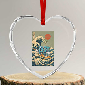 67 Surfing Japanese Heart Crystal Glass Ornament Funny Great Wave Off Kanagawa Six Seven Brainrot Meme TS10 Transparent Glass 3'' Heart Print Your Wear