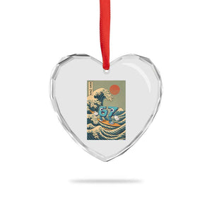 67 Surfing Japanese Heart Crystal Glass Ornament Funny Great Wave Off Kanagawa Six Seven Brainrot Meme TS10 Print Your Wear