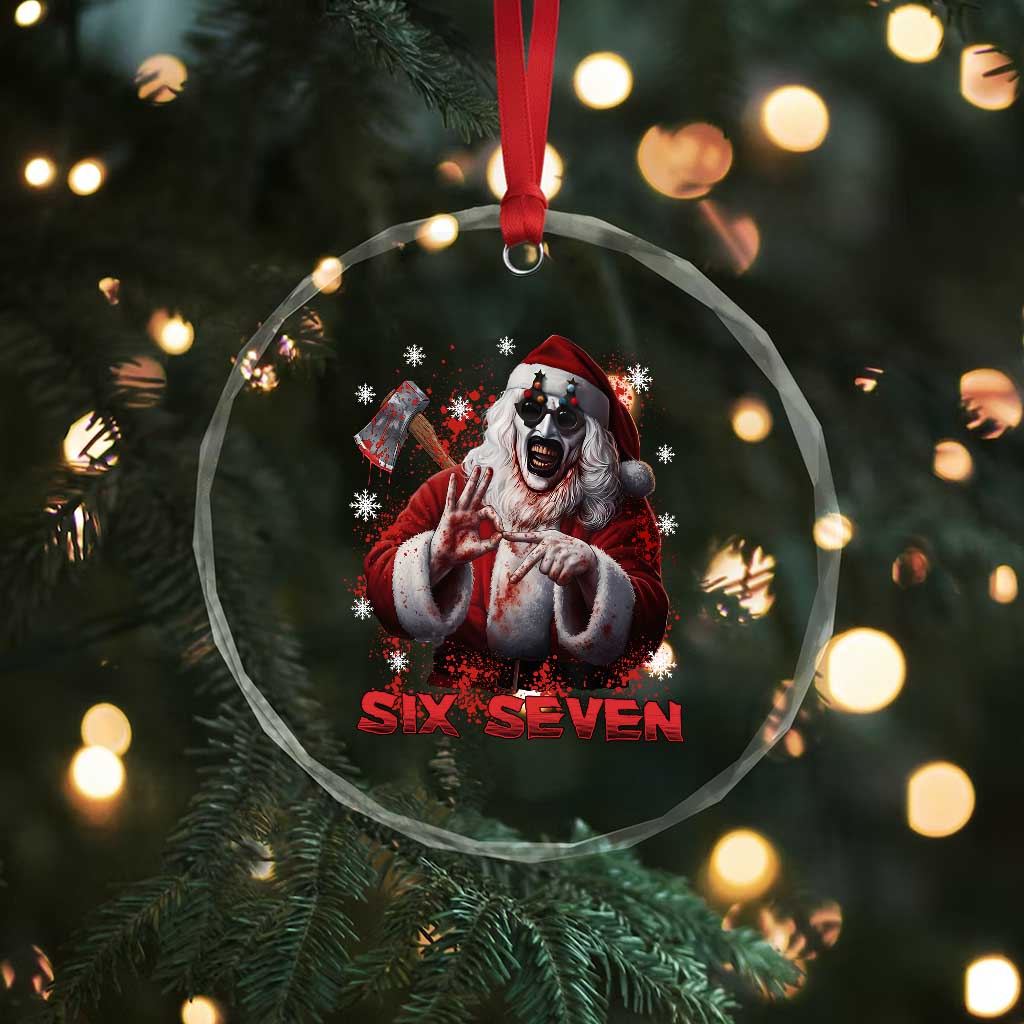 67 Terrifier Santa Horror Christmas Crystal Glass Ornament Funny Six Seven Meme Holiday Movie TS14 Print Your Wear