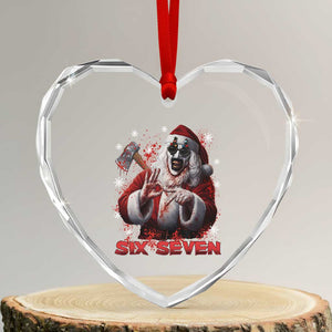 67 Terrifier Santa Horror Christmas Heart Crystal Glass Ornament Funny Six Seven Meme Holiday Movie TS14 Transparent Glass 3'' Heart Print Your Wear