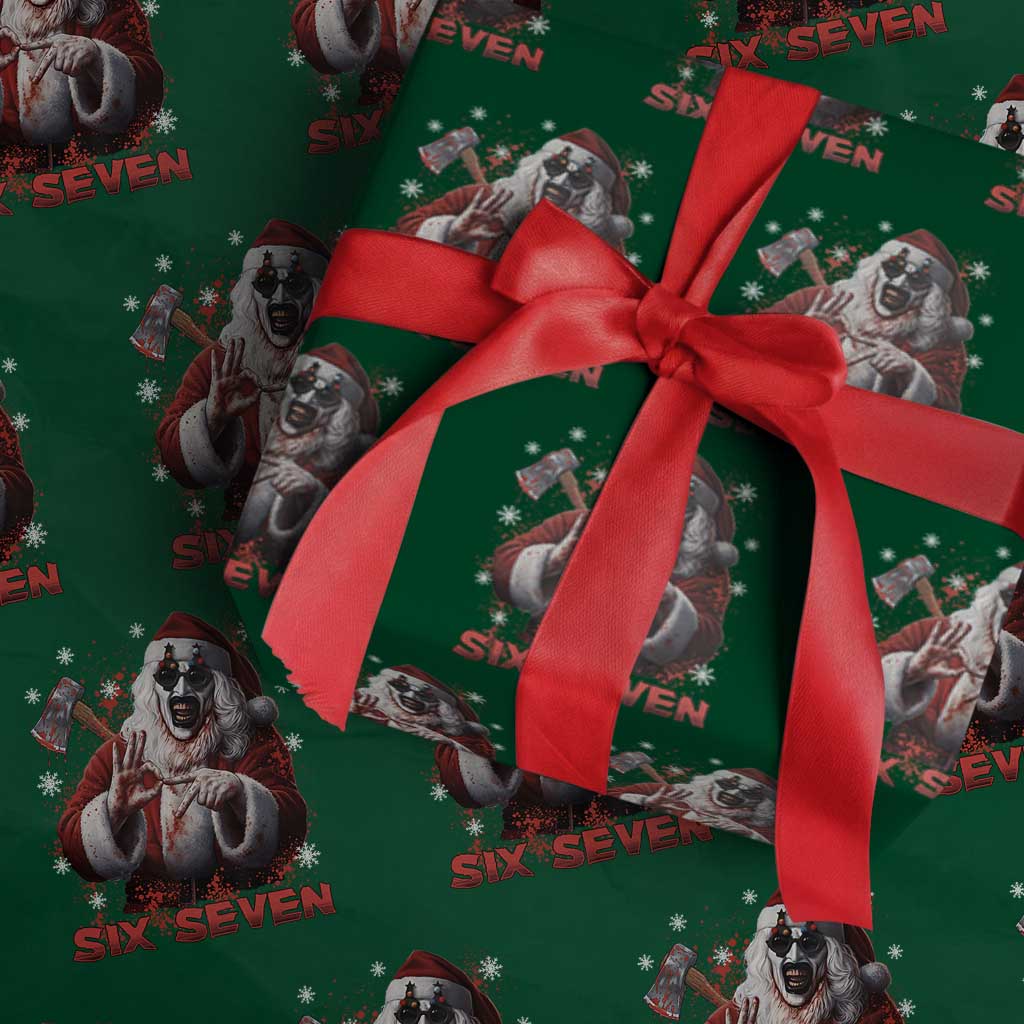 67 Terrifier Santa Horror Christmas Wrapping Paper Roll Funny Six Seven Meme Holiday Movie TS14 Green Print Your Wear