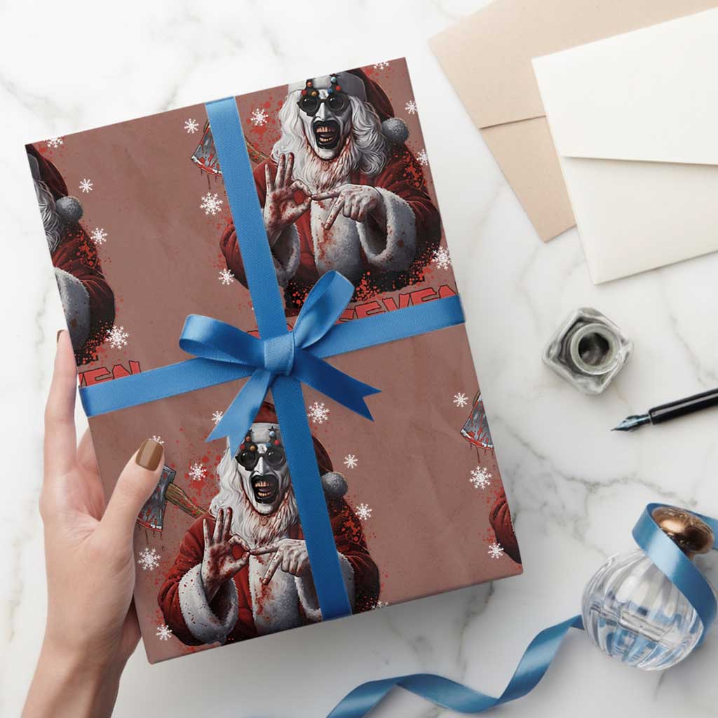 67 Terrifier Santa Horror Christmas Wrapping Paper Roll Funny Six Seven Meme Holiday Movie TS14 Mocha Print Your Wear