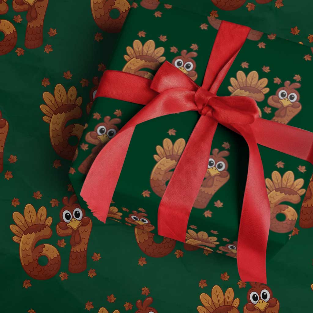 67 Thanksgiving Wrapping Paper Roll Funny Turkey Thanksgiving Six Seven Meme TS11 Green Print Your Wear