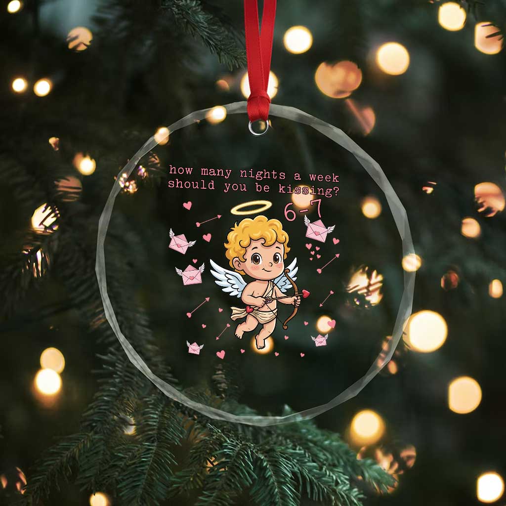 67 Valentine Meme Crystal Glass Ornament Funny Six Seven Cupid Saying TS14 Print Your Wear