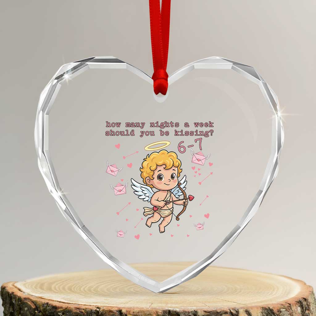 67 Valentine Meme Heart Crystal Glass Ornament Funny Six Seven Cupid Saying TS14 Transparent Glass 3'' Heart Print Your Wear