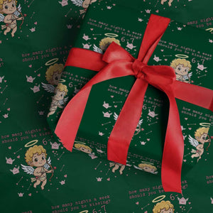67 Valentine Meme Wrapping Paper Roll Funny Six Seven Cupid Saying TS14 Green Print Your Wear