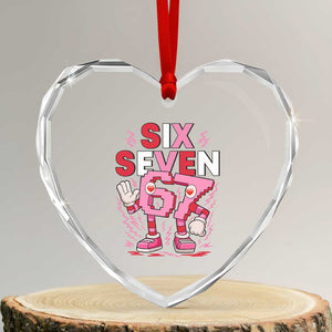 67 Valentines Heart Crystal Glass Ornament Funny Six Seven Brainrot Meme TS14 Transparent Glass 3'' Heart Print Your Wear