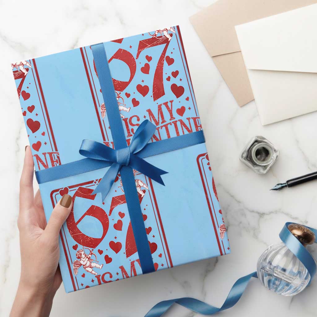 67 Valentines Playing Card Wrapping Paper Roll Funny Six Seven Relationship Meme TS14 Light Blue Print Your Wear