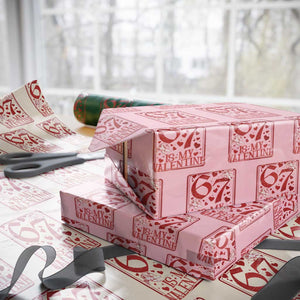 67 Valentines Playing Card Wrapping Paper Roll Funny Six Seven Relationship Meme TS14 Light Pink Print Your Wear
