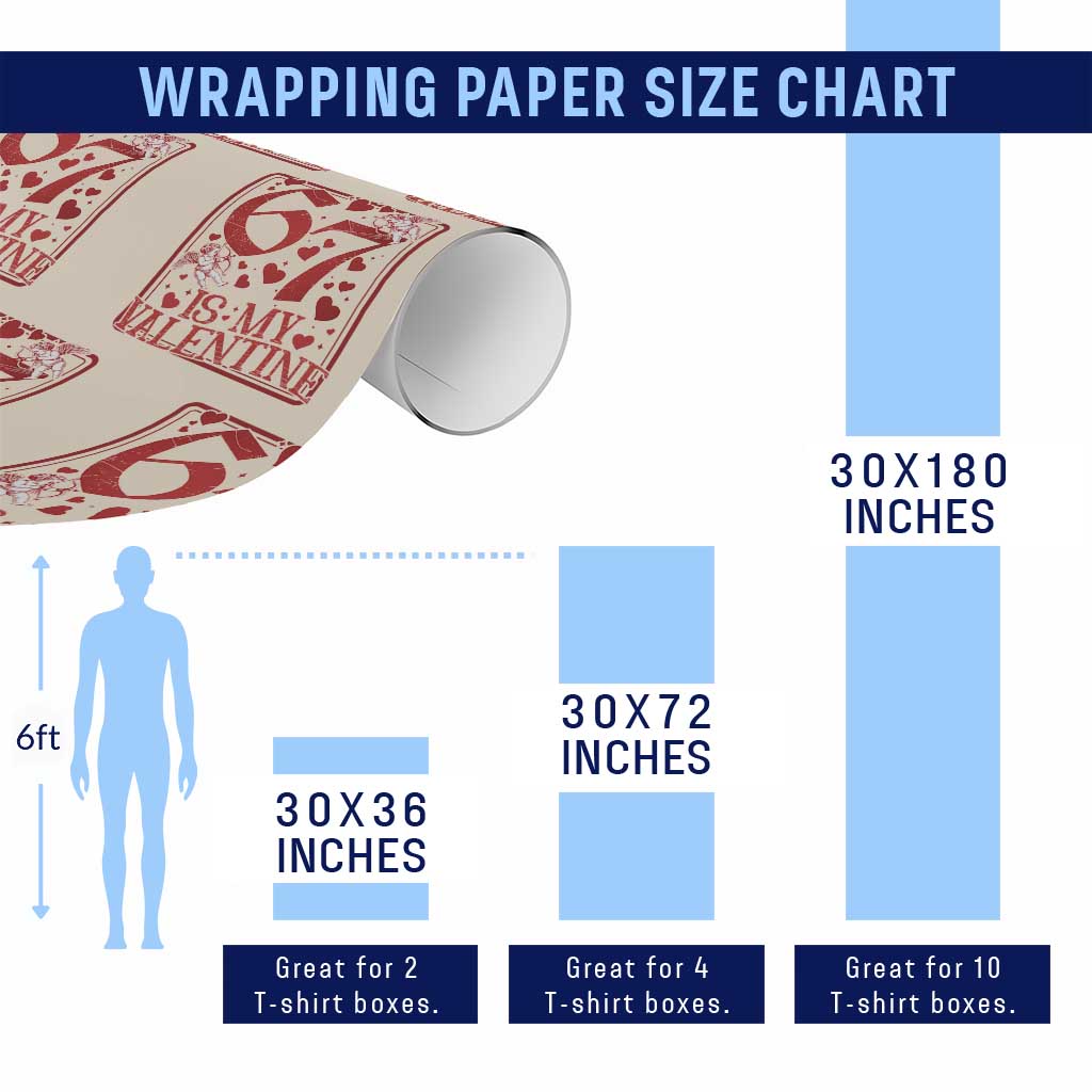 67 Valentines Playing Card Wrapping Paper Roll Funny Six Seven Relationship Meme TS14 Print Your Wear