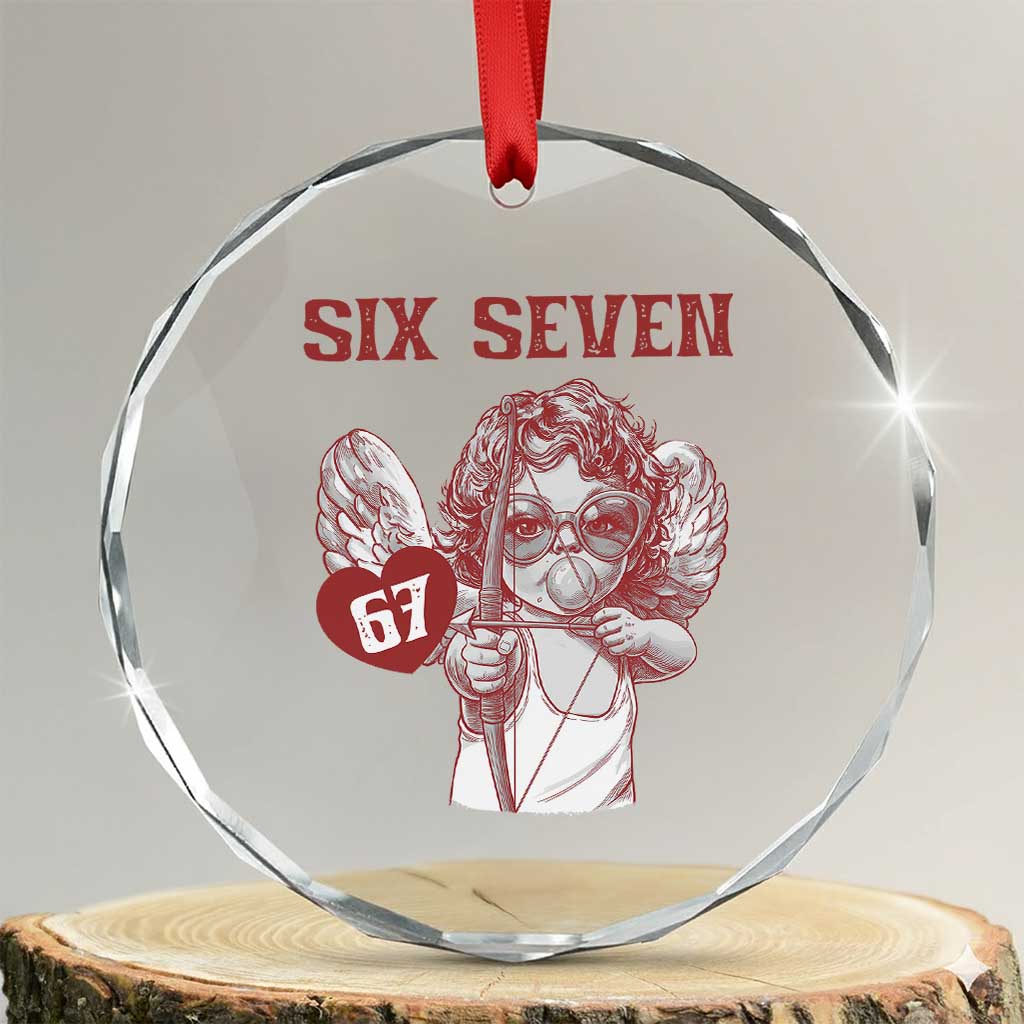 67 Valetines Meme Crystal Glass Ornament Funny Six Seven Valentines Day Heart TS14 Transparent Glass 3'' Circle Print Your Wear