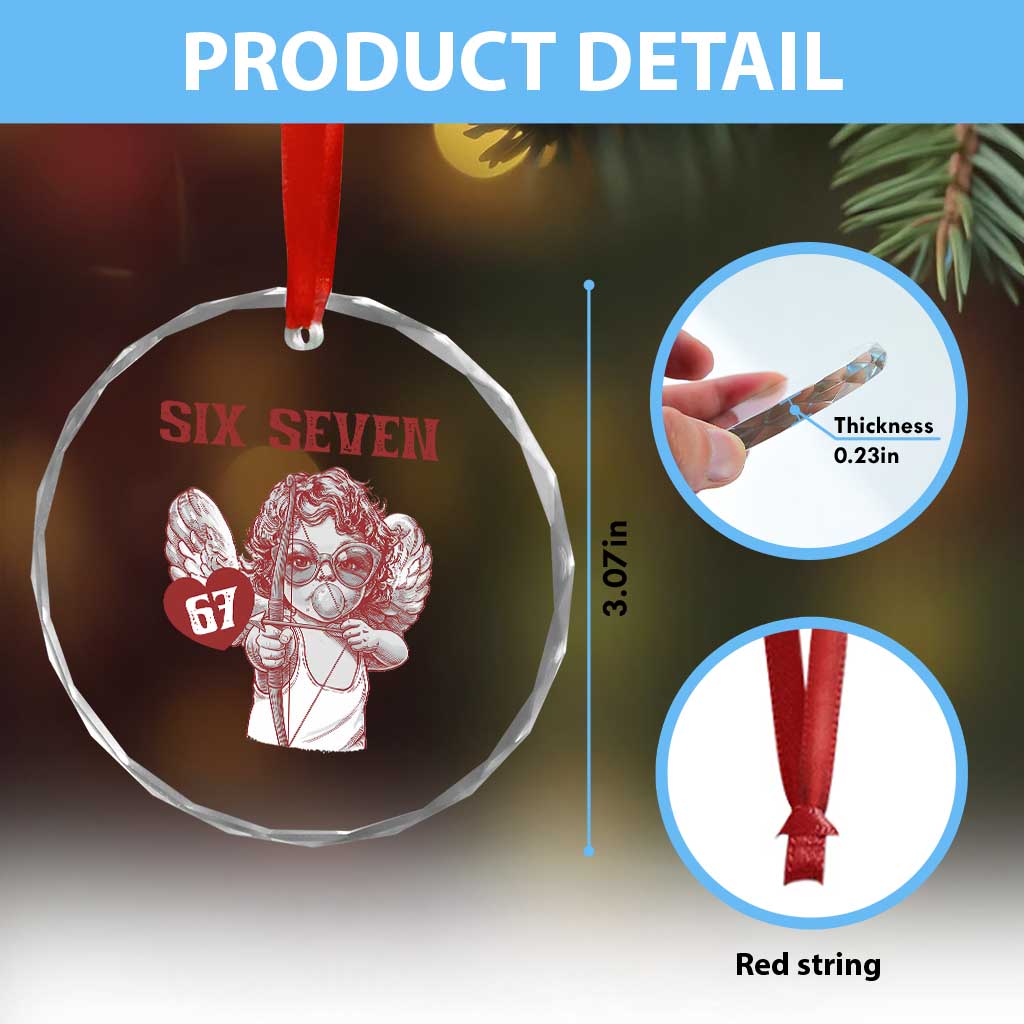 67 Valetines Meme Crystal Glass Ornament Funny Six Seven Valentines Day Heart TS14 Print Your Wear