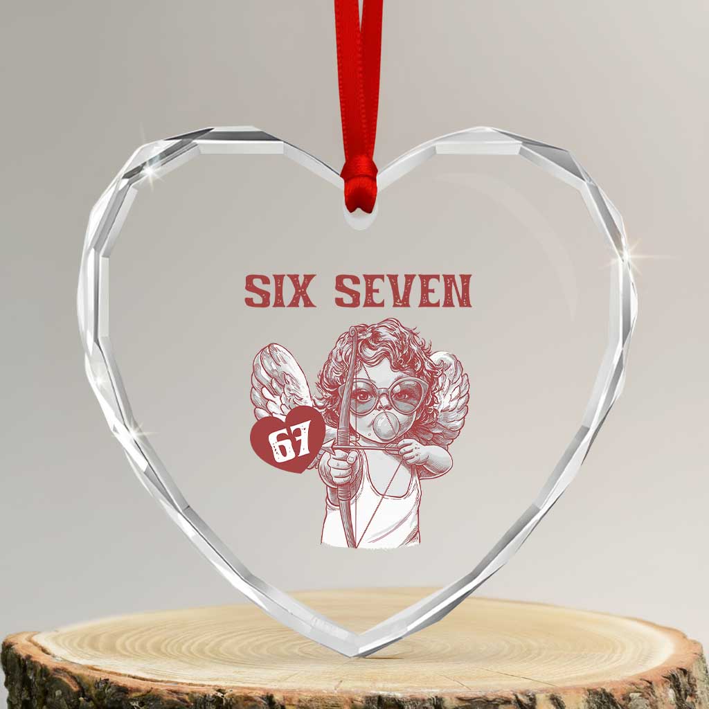 67 Valetines Meme Heart Crystal Glass Ornament Funny Six Seven Valentines Day Heart TS14 Transparent Glass 3'' Heart Print Your Wear