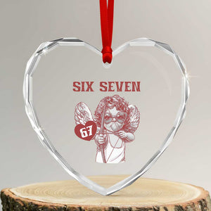 67 Valetines Meme Heart Crystal Glass Ornament Funny Six Seven Valentines Day Heart TS14 Transparent Glass 3'' Heart Print Your Wear