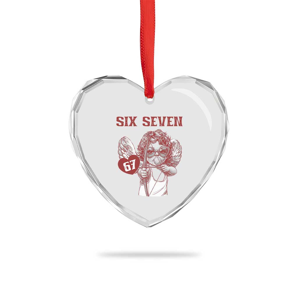 67 Valetines Meme Heart Crystal Glass Ornament Funny Six Seven Valentines Day Heart TS14 Print Your Wear
