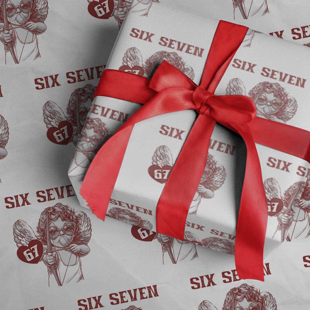 67 Valetines Meme Wrapping Paper Roll Funny Six Seven Valentines Day Heart TS14 White Print Your Wear
