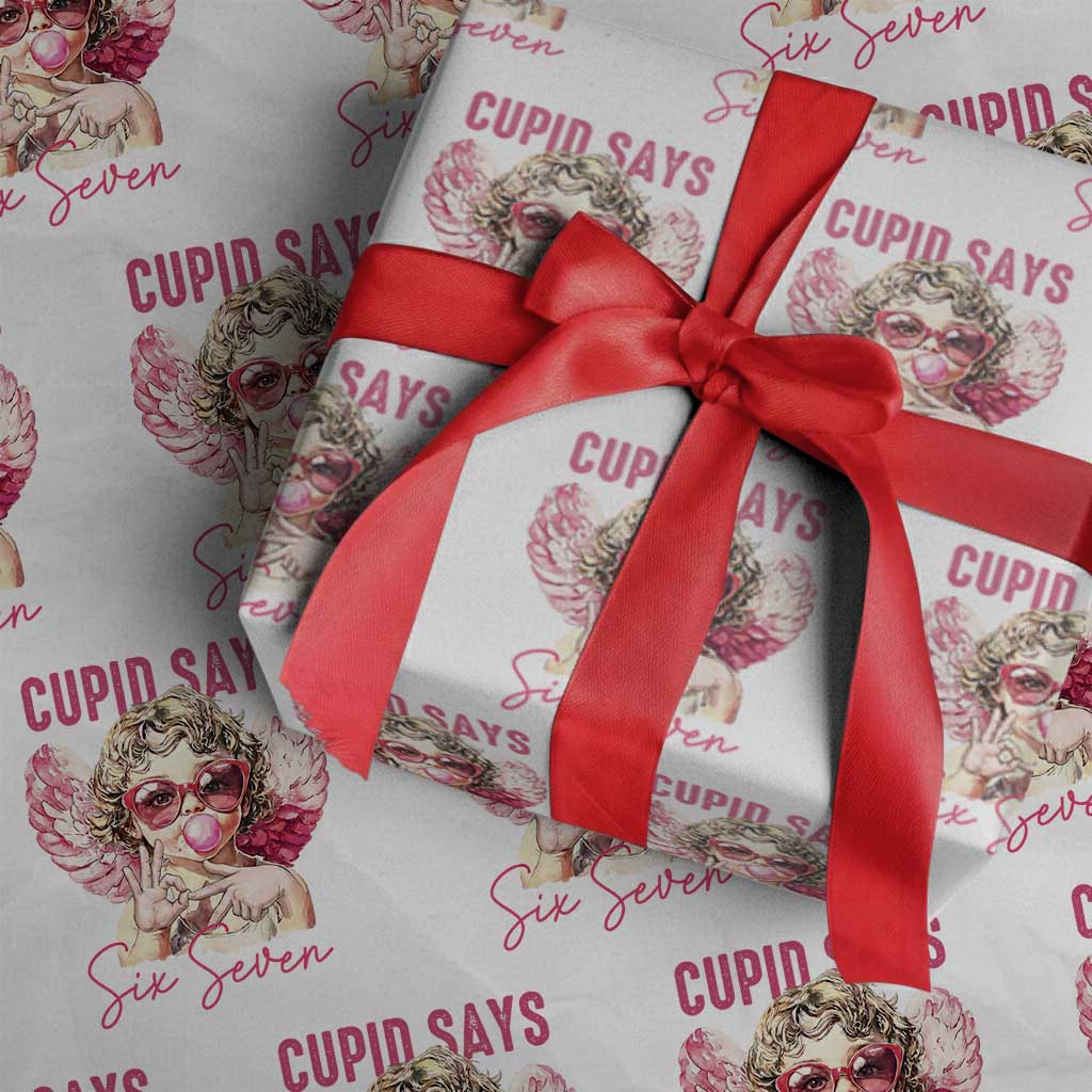67 Valetines Wrapping Paper Roll Funny Cupid Says Six Seven TS14 White Print Your Wear