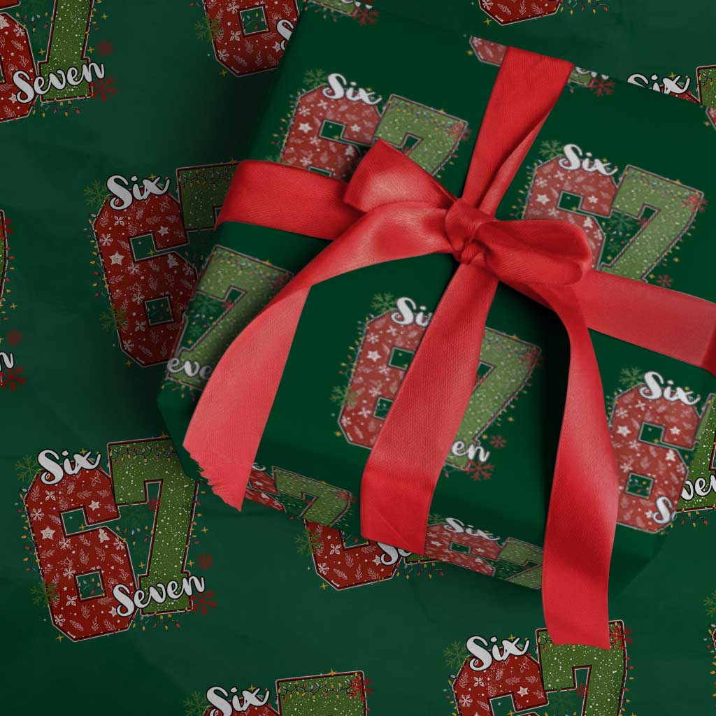 67 Xmas Wrapping Paper Roll Funny Six Seven Meme Gen Alpha Slang Snowflake TS11 Green Print Your Wear