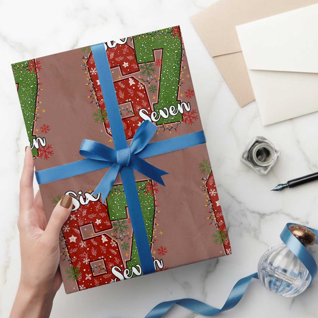 67 Xmas Wrapping Paper Roll Funny Six Seven Meme Gen Alpha Slang Snowflake TS11 Mocha Print Your Wear