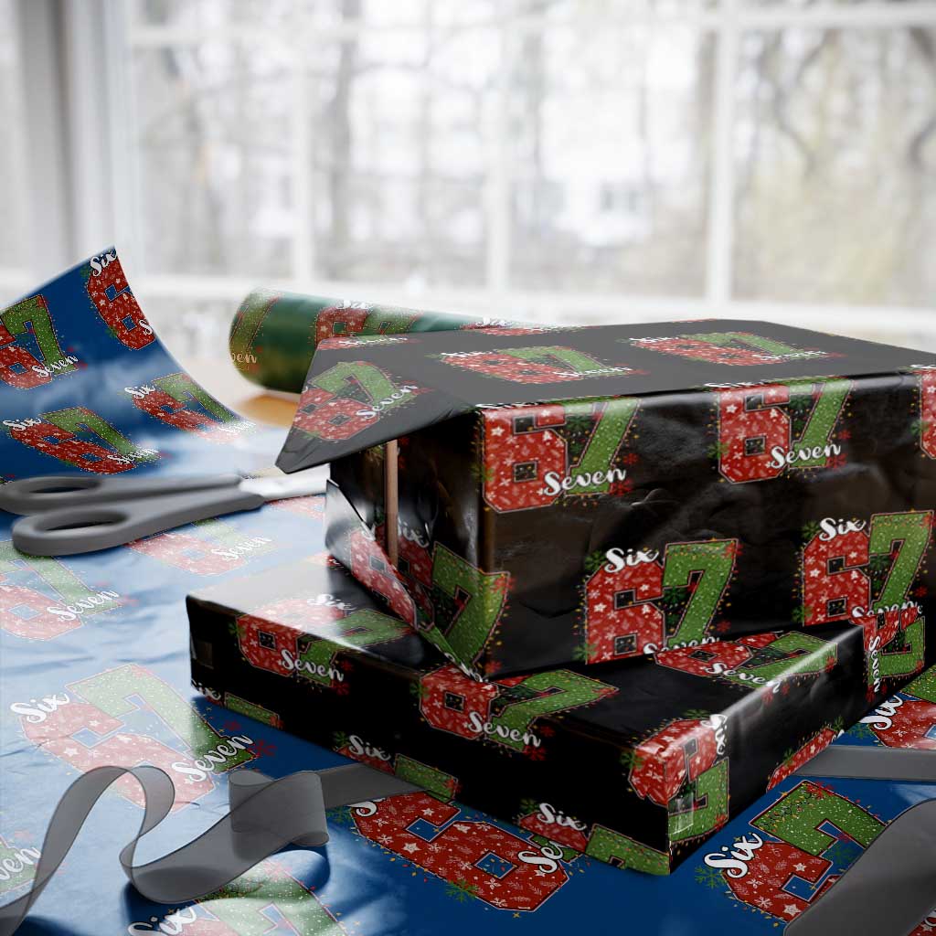 67 Xmas Wrapping Paper Roll Funny Six Seven Meme Gen Alpha Slang Snowflake TS11 Black Print Your Wear