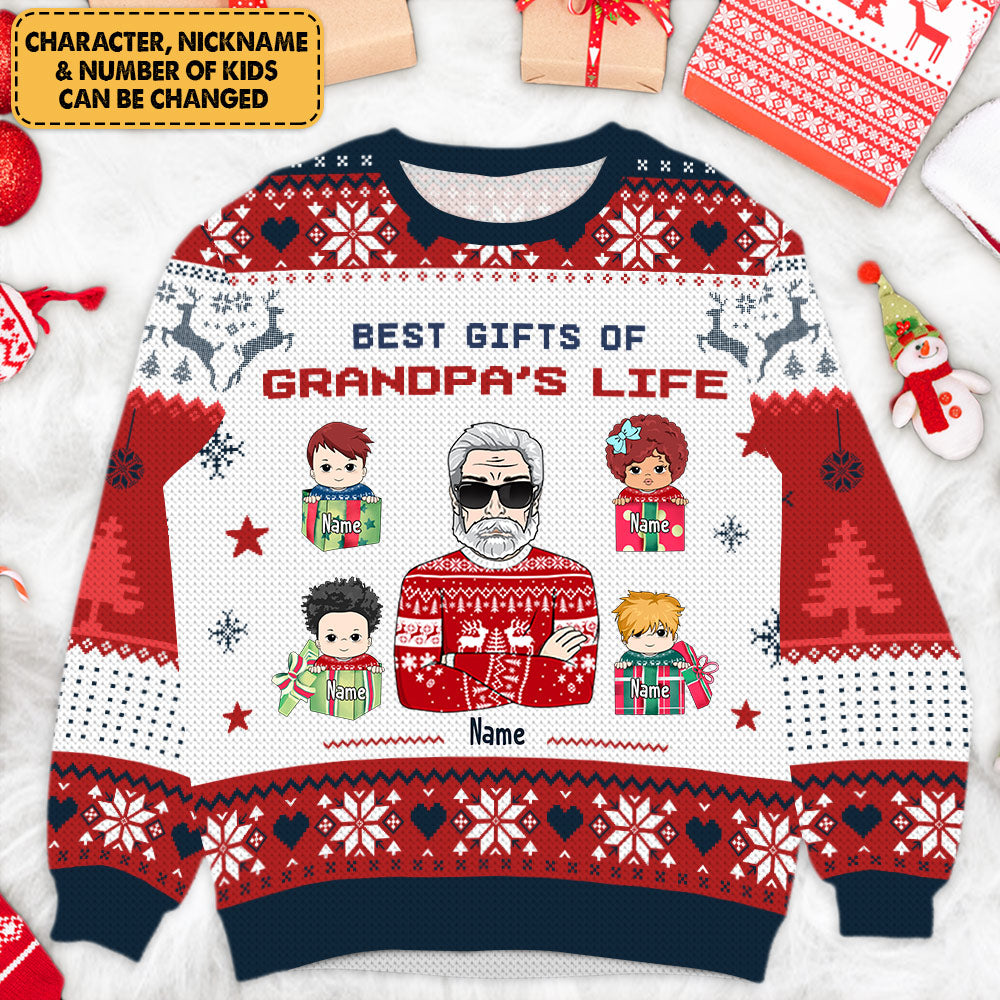 Personalized Christmas Best Gift Of Grandpa Life All Over Print Sweatshirt CTM Unisex Custom - Printyourwear