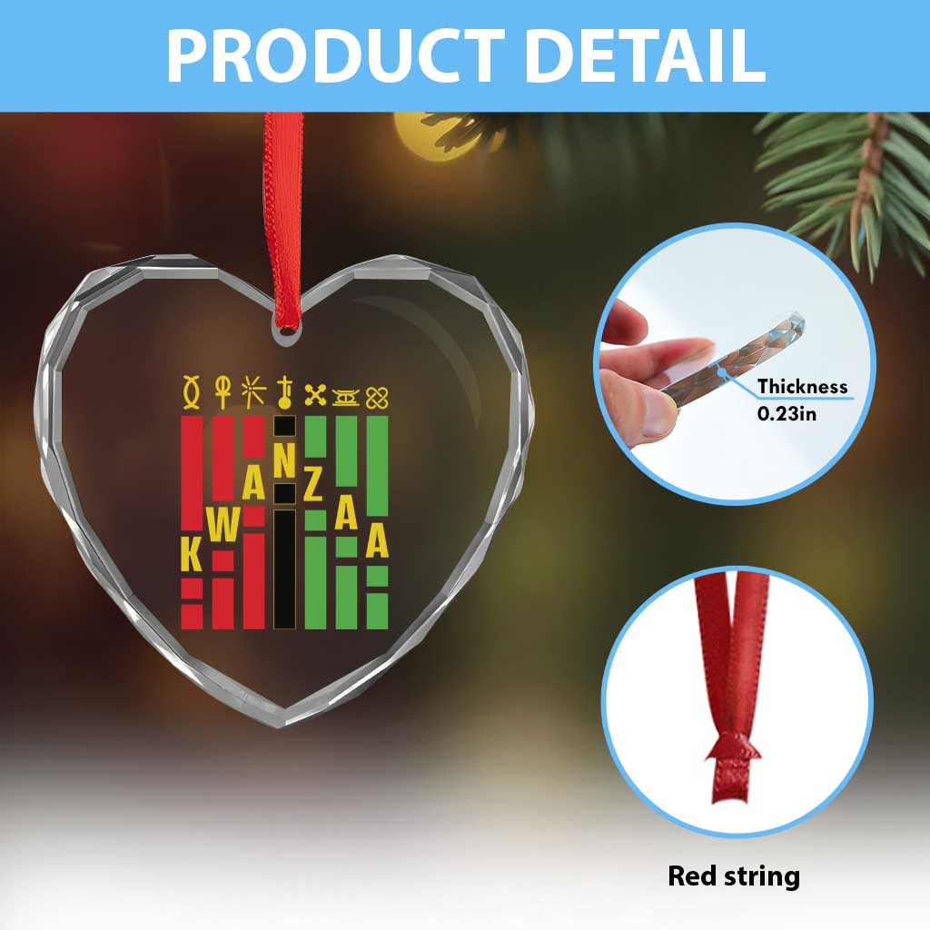 7 Principles Of Kwanzaa African American Heart Crystal Glass Ornament TS09 Print Your Wear