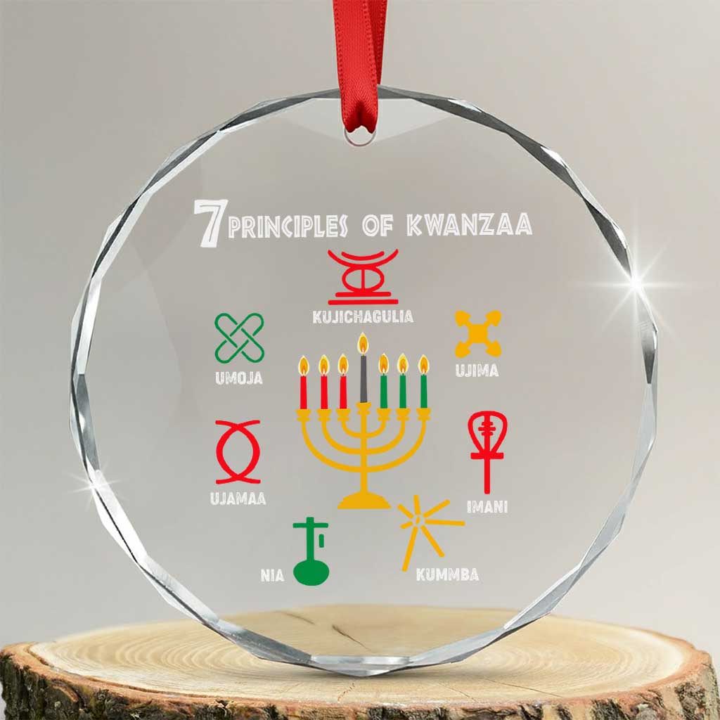 7 Principles Of Kwanzaa African American Xmas Crystal Glass Ornament TS09 Transparent Glass 3'' Circle Print Your Wear