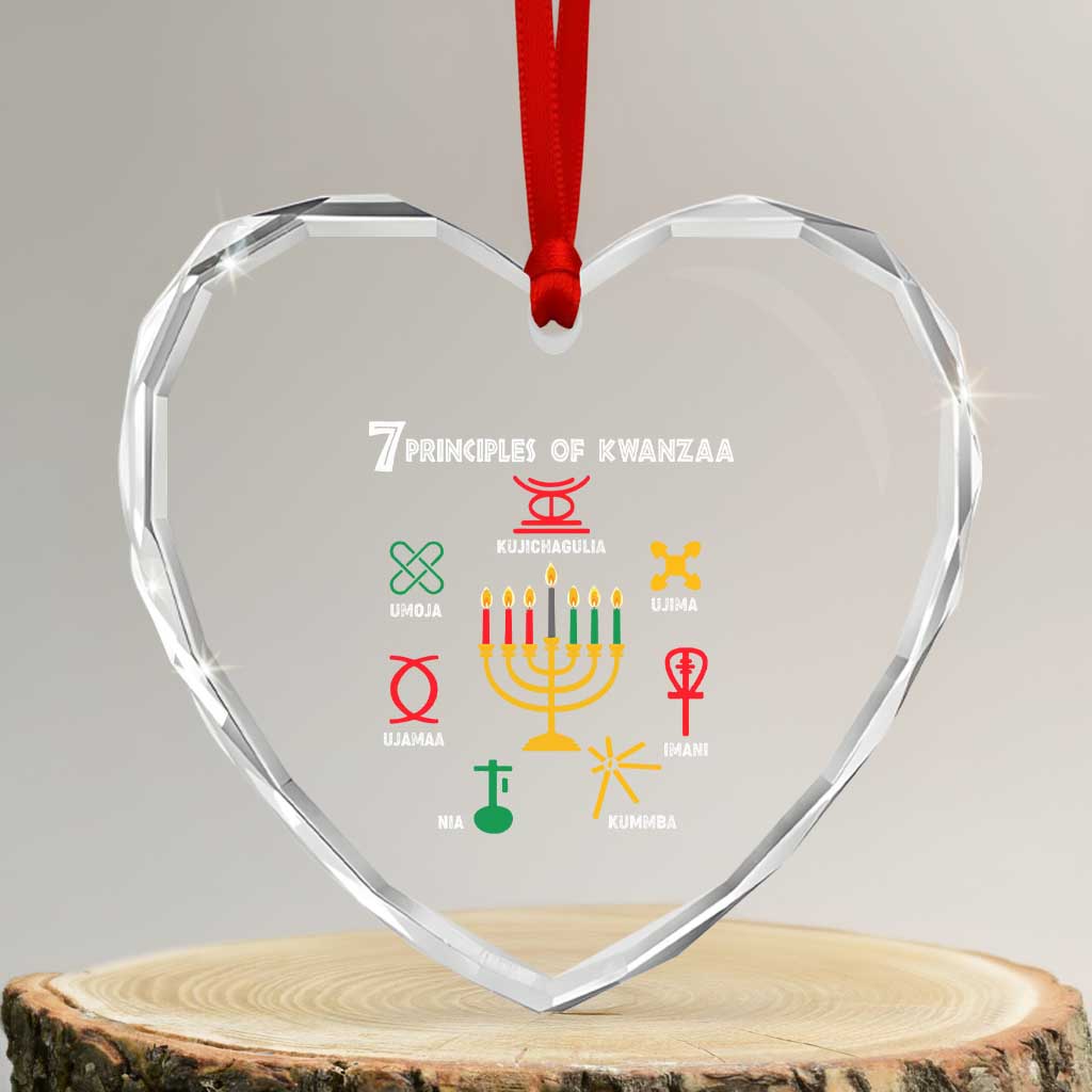 7 Principles Of Kwanzaa African American Xmas Heart Crystal Glass Ornament TS09 Transparent Glass 3'' Heart Print Your Wear