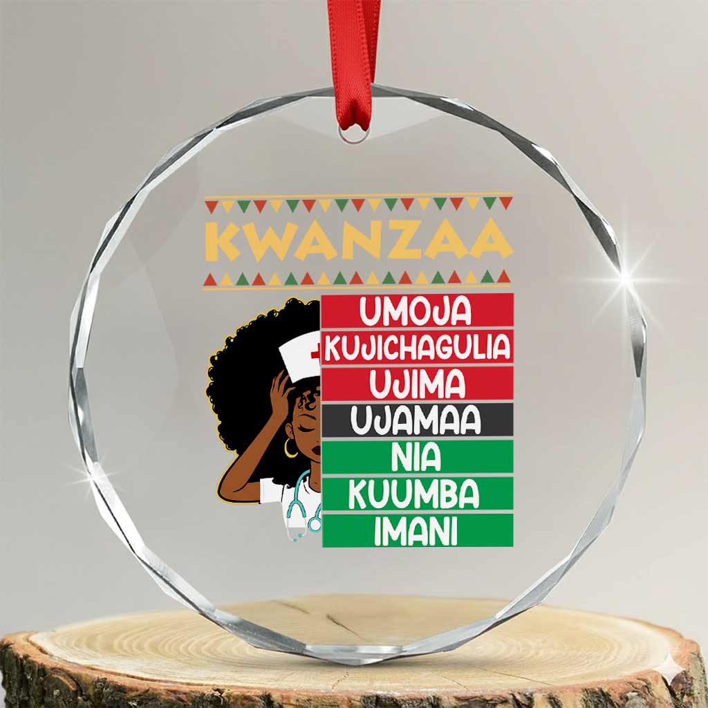 7 Principles Of Kwanzaa Crystal Glass Ornament Nurse Pride African American Heritage Gift TS12 Transparent Glass 3'' Circle Print Your Wear