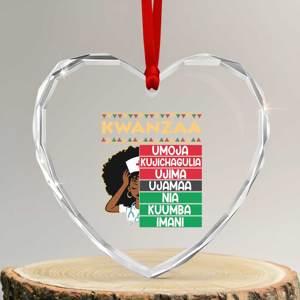 7 Principles Of Kwanzaa Heart Crystal Glass Ornament Nurse Pride African American Heritage Gift TS12 Transparent Glass 3'' Heart Print Your Wear