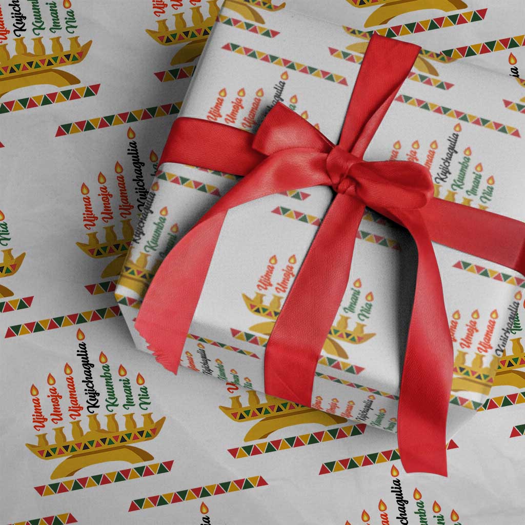 7 Principles Of Kwanzaa Wrapping Paper Roll Festival Of Lights African Heritage Gift TS12 White Print Your Wear