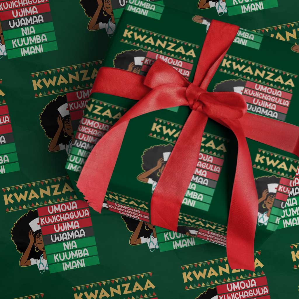7 Principles Of Kwanzaa Wrapping Paper Roll Nurse Pride African American Heritage Gift TS12 Green Print Your Wear