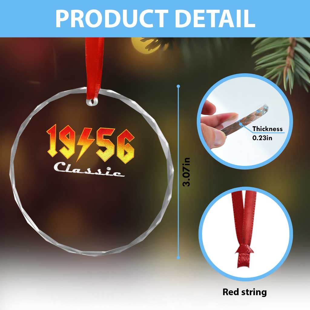 70th Birthday Crystal Glass Ornament Classic Born 1956 Turning 70 Year Old TS10 Print Your Wear