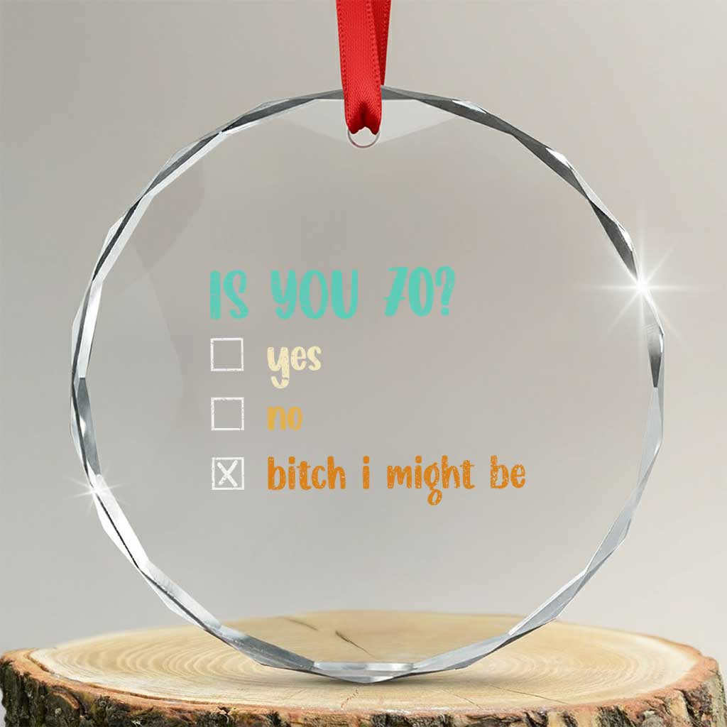 70th Birthday Crystal Glass Ornament Funny Is You 70 Gift Idea 70 Year Old TS10 Transparent Glass 3'' Circle Print Your Wear