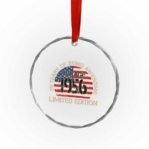 70th Birthday Crystal Glass Ornament Vintage 1956 70 Year Old Birthday USA Flag TS10 Print Your Wear