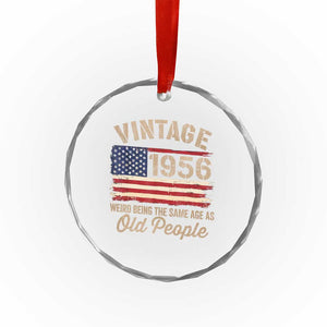 70th Birthday Crystal Glass Ornament Vintage 1956 Weird Being the Same Age as Old People USA Flag
