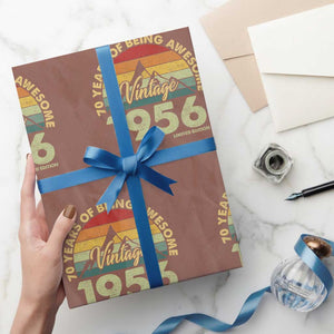 70th Birthday Wrapping Paper Roll Vintage 1956 Limited Edition 70 Year Old Gift TS10 Mocha Print Your Wear