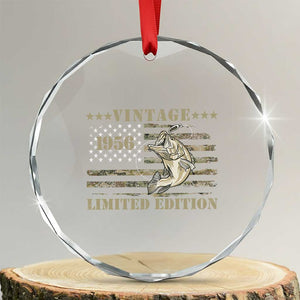 70th Birthday Fishing Vintage 1956 Limited Edition Crystal Glass Ornament Bass Fishing Camouflage American Flag Fisherman Gift