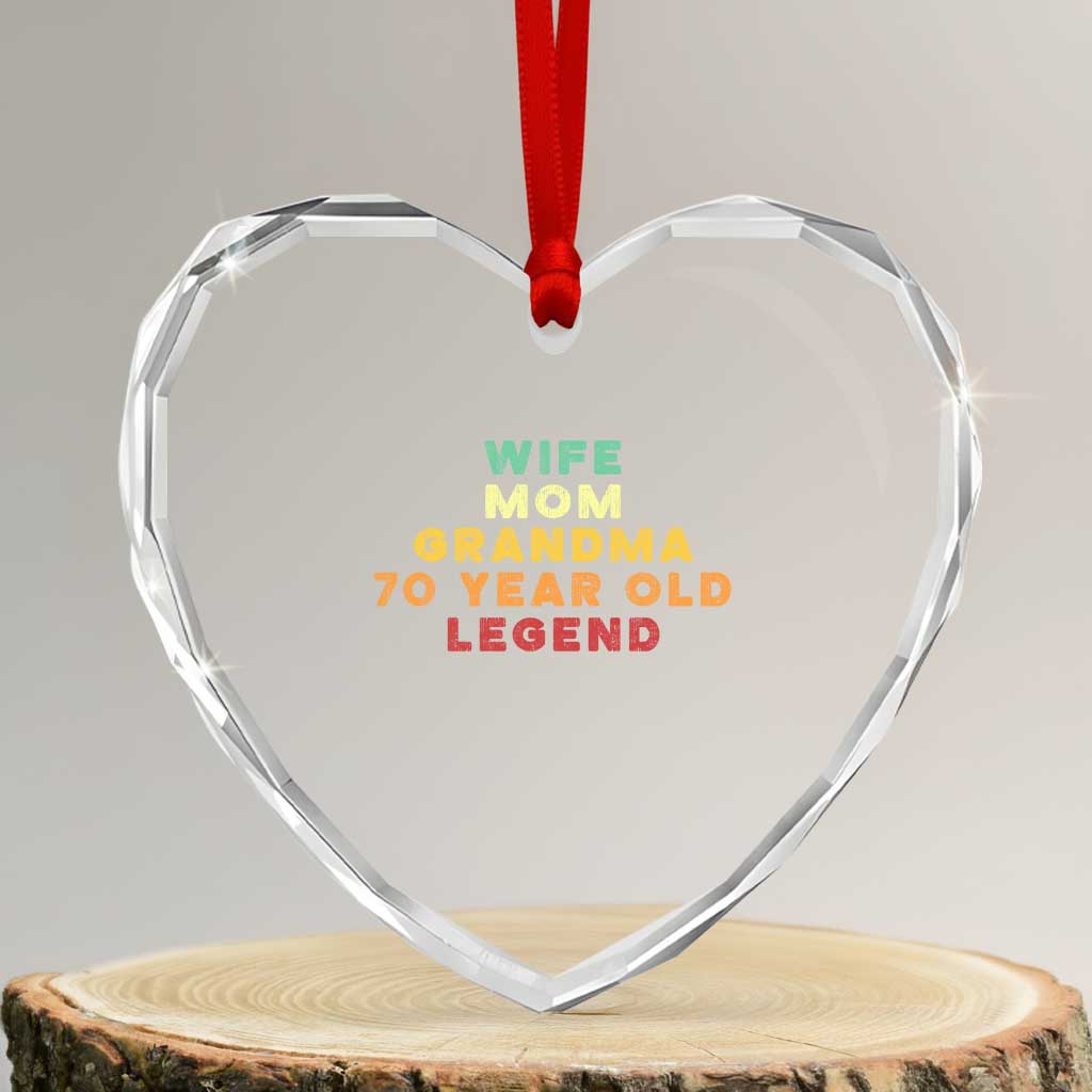 70th Birthday Gifts For Women Heart Crystal Glass Ornament Wife Mom Grandma 70 Year Old Legend TS10 Transparent Glass 3'' Heart Print Your Wear