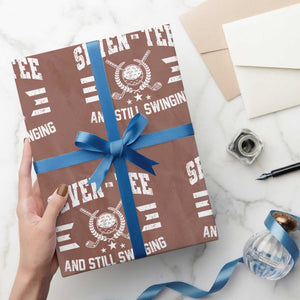 70th Birthday Golf Wrapping Paper Roll Funny Seven Tee And Still Swinging 70 Years Old TS11 Mocha Print Your Wear
