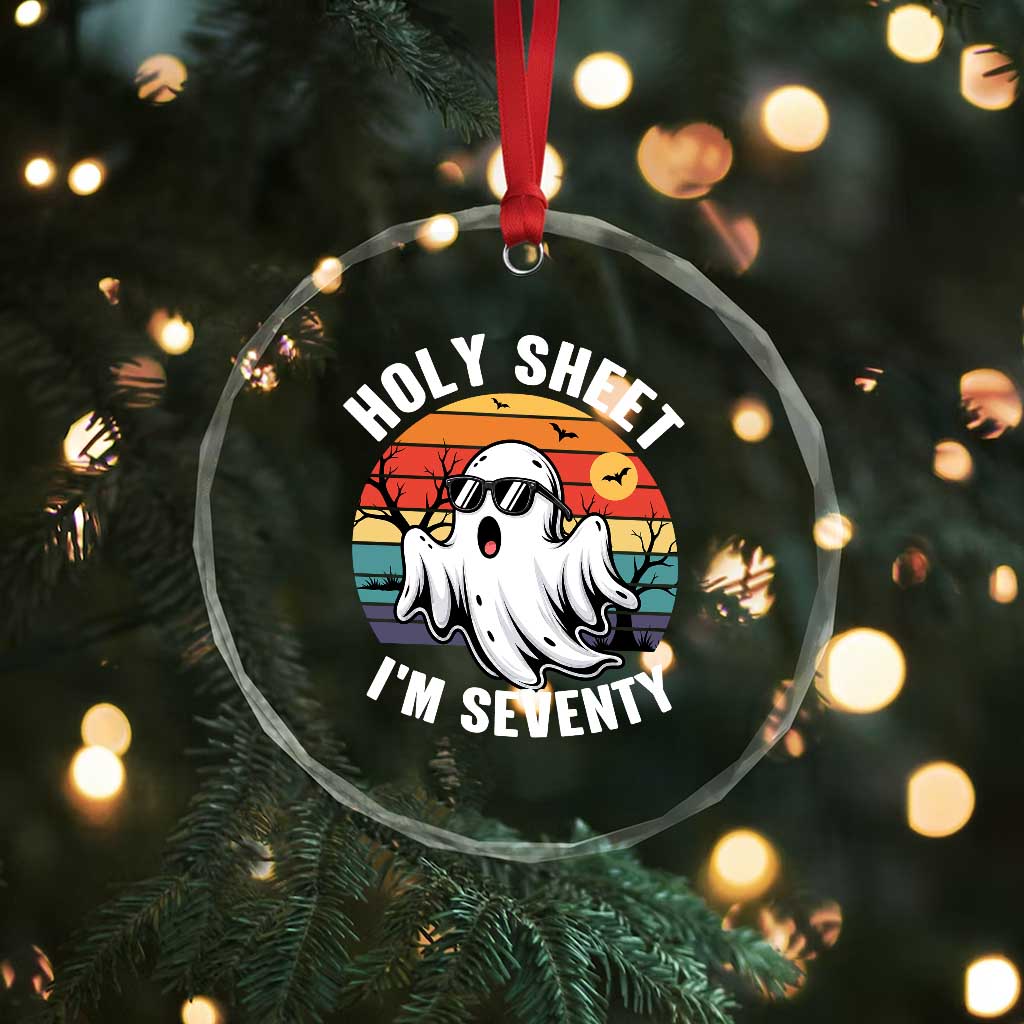 70th Birthday Halloween Ghost Crystal Glass Ornament Holy Sheet I'm Seventy